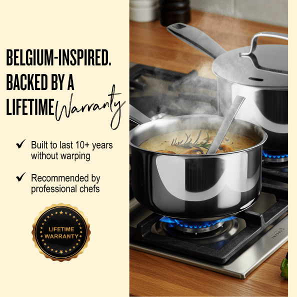 Maestro Stainless Steel Saucepan with Lid - 1.7 Qt. - By Baano