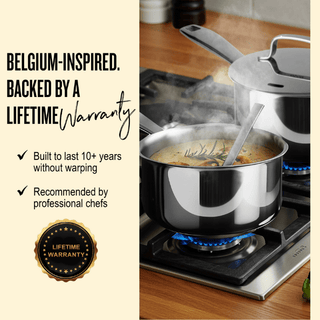 Maestro Stainless Steel Saucepan with Lid - 1.7 Qt. - By Baano