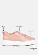 Magull Solid Lace Up Leather Sneakers