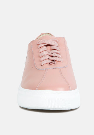 Magull Solid Lace Up Leather Sneakers