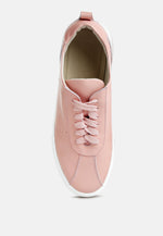 Magull Solid Lace Up Leather Sneakers