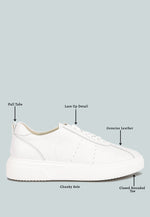 Magull Solid Lace Up Leather Sneakers