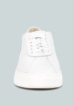 Magull Solid Lace Up Leather Sneakers