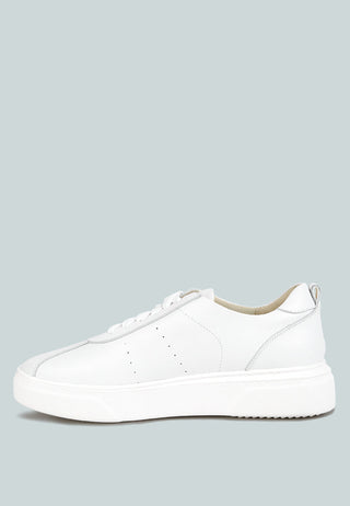 Magull Solid Lace Up Leather Sneakers