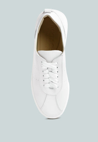 Magull Solid Lace Up Leather Sneakers