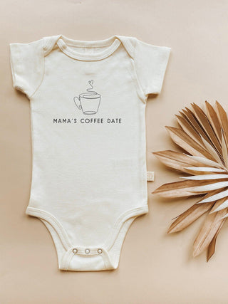 Mama's Coffee Date Organic Cotton Baby Bodysuit Short Sleeve