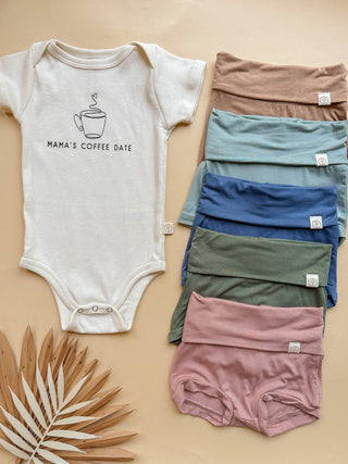 Mama's Coffee Date Organic Cotton Baby Bodysuit Short Sleeve
