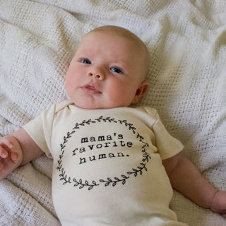 Mama's Favorite Human Organic Cotton Baby Bodysuit Short Sleeve