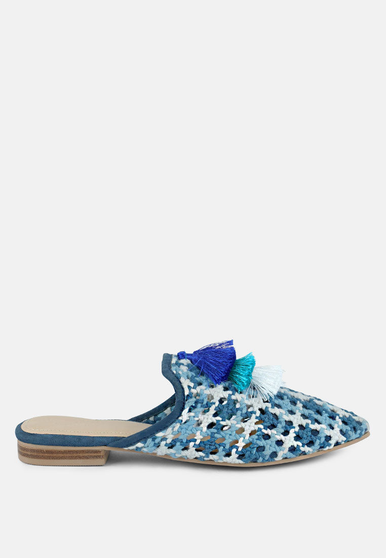 Mariana Woven Flat Mules With Tassels