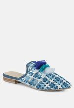 Mariana Woven Flat Mules With Tassels