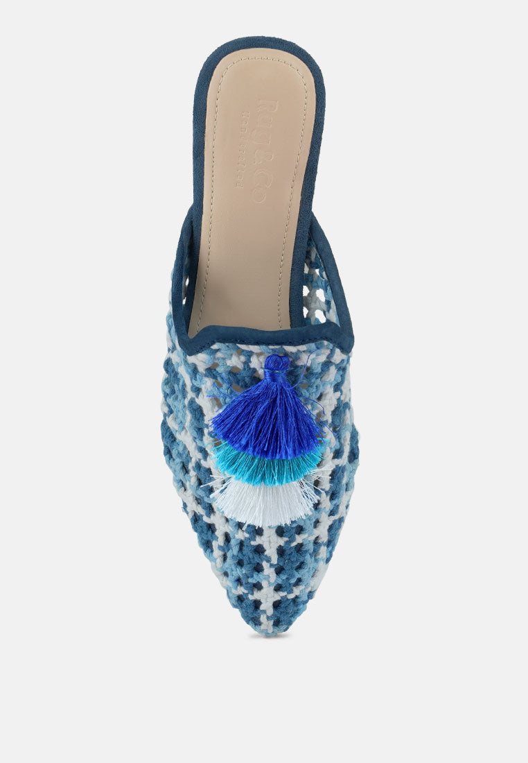 Mariana Woven Flat Mules With Tassels