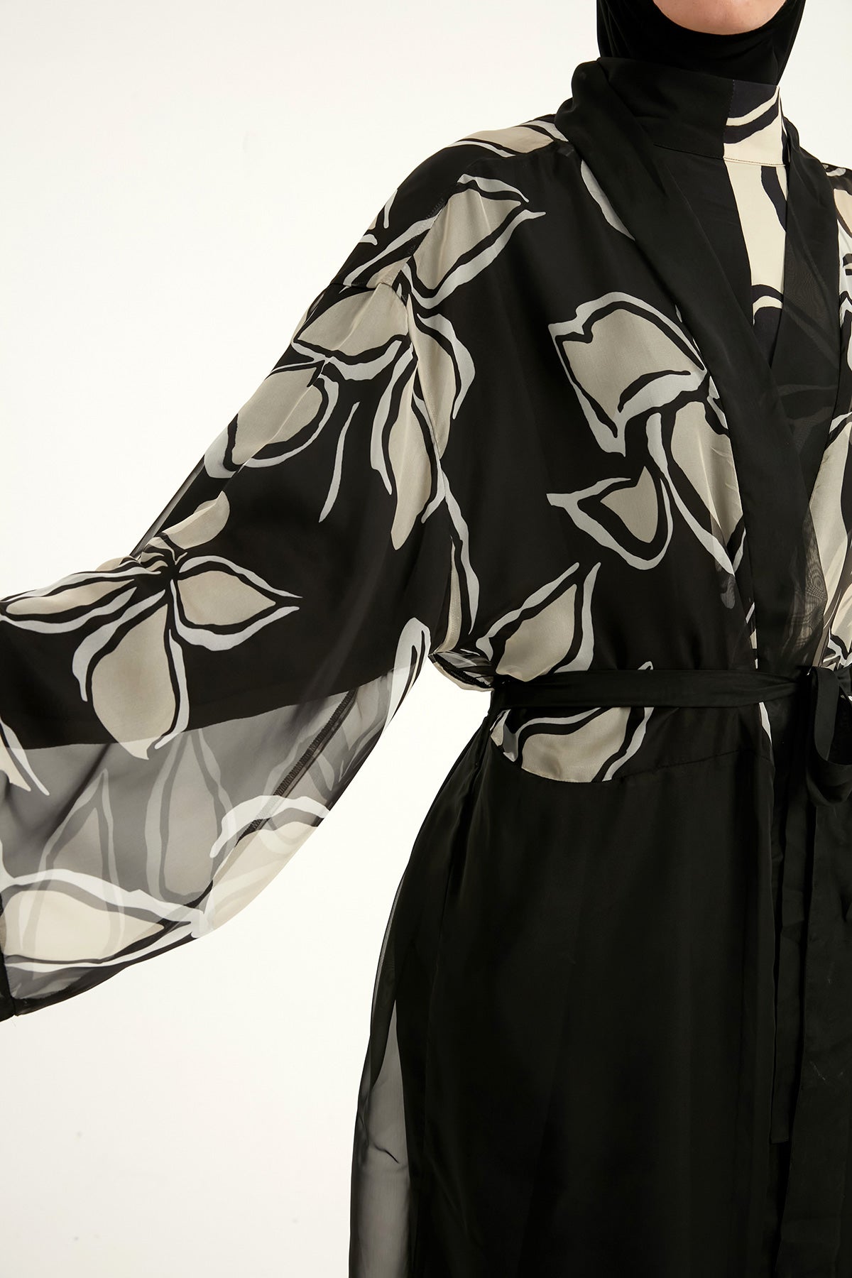 Silky Full Length Modest Kimono Lightweight Elegant Beach Cover P2509 - By Baano