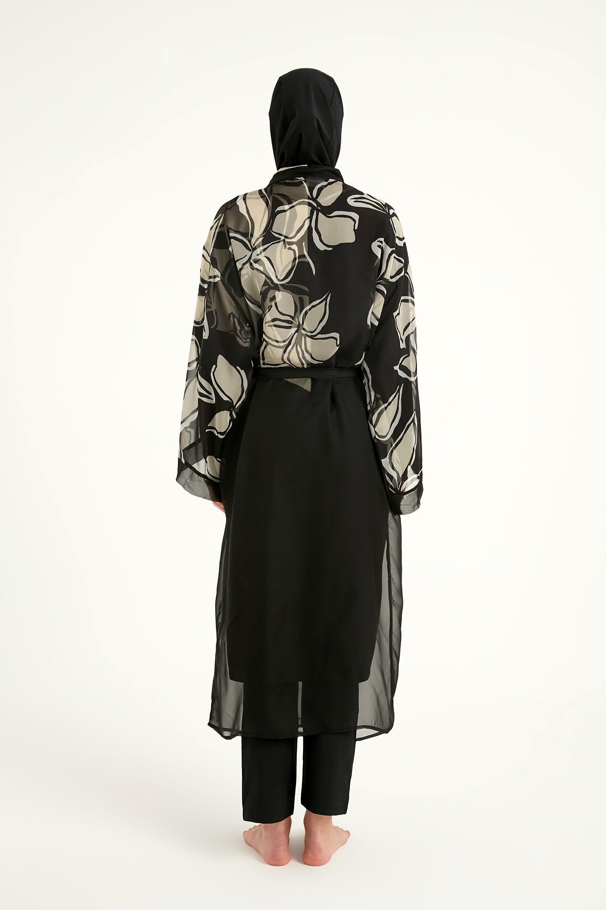 Silky Full Length Modest Kimono Lightweight Elegant Beach Cover P2509 - By Baano