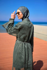 Khaki Full Coverage Mesh Kimono – Marina P2501-3 - By Baano