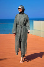 Khaki Full Coverage Mesh Kimono – Marina P2501-3 - By Baano