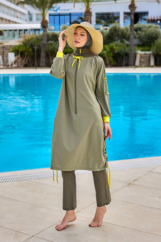 Khaki Full Coverage Swimwear Burkini Set M2524 - By Baano