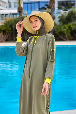 Khaki Full Coverage Swimwear Burkini Set M2524 - By Baano