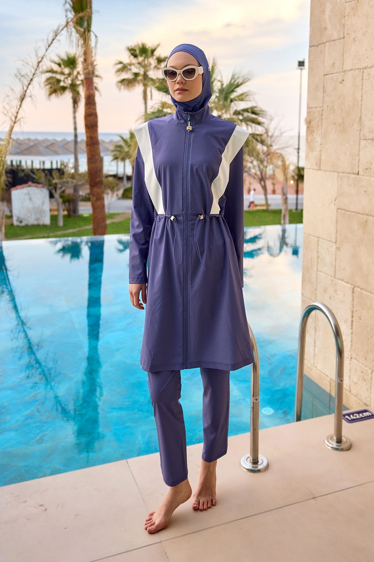 Marina Full Coverage Modest Swimsuit in Indigo - M2526-2 Marina Modest
