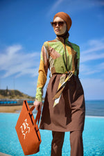 Brown Full Coverage Modest Swimwear Burkini Set M2530-1 - By Baano