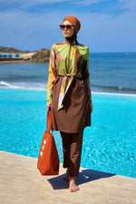 Brown Full Coverage Modest Swimwear Burkini Set M2530-1 - By Baano