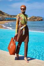 Brown Full Coverage Modest Swimwear Burkini Set M2530-1 - By Baano