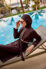 Marina Brown Full Coverage Modest Swimwear Burkini Set M2533 - By Baano