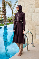 Marina Brown Full Coverage Modest Swimwear Burkini Set M2533 - By Baano