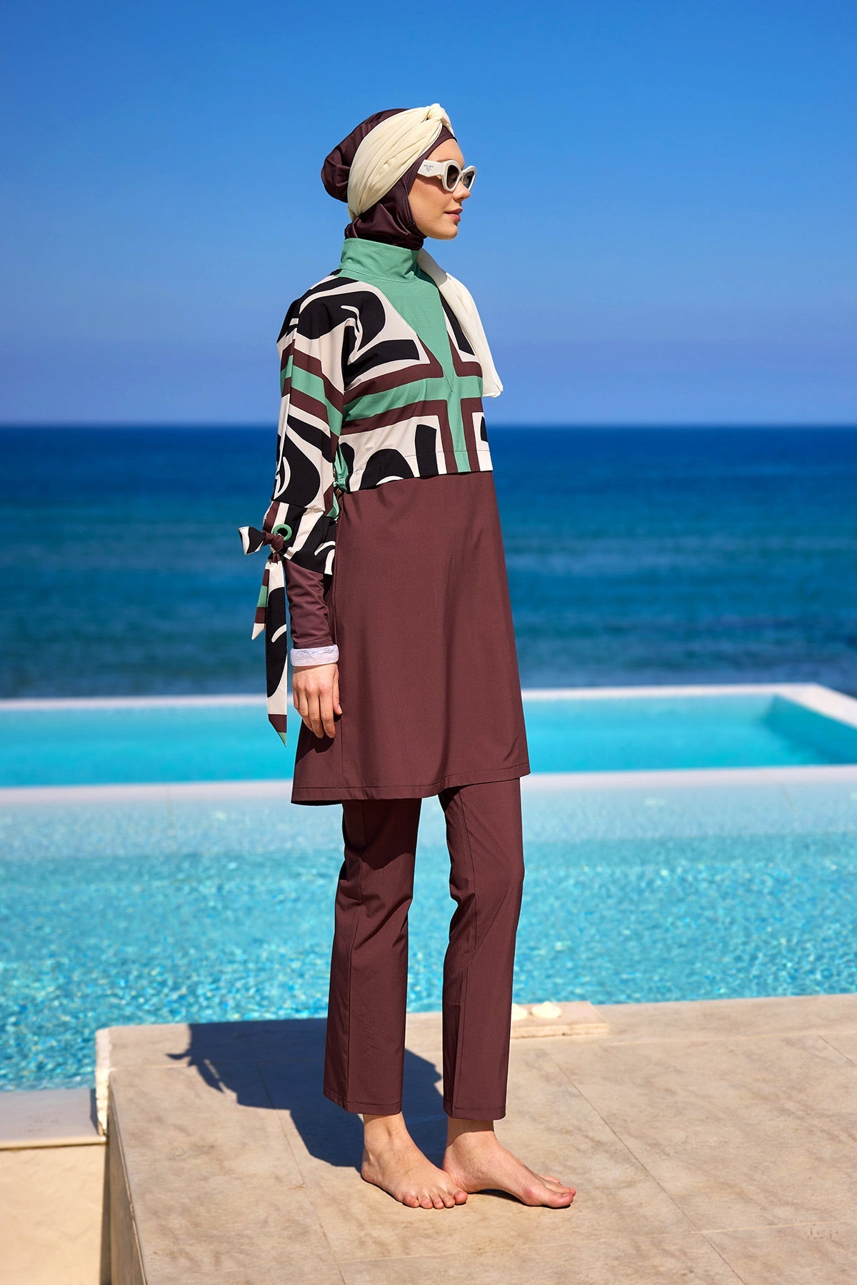 Elegant Black Burkini – Full Coverage Islamic Swimwear Set M2519 - By Baano