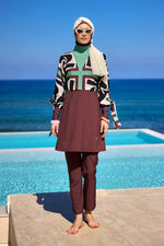 Elegant Black Burkini – Full Coverage Islamic Swimwear Set M2519 - By Baano