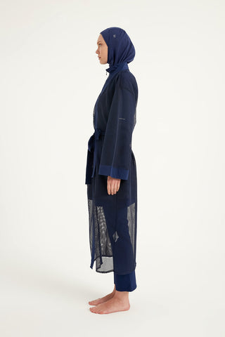 Navy Full Length Modest Mesh Kimono – Lightweight Islamic Swim Cover P2501-2 - By Baano