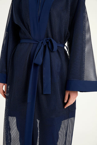 Navy Full Length Modest Mesh Kimono – Lightweight Islamic Swim Cover P2501-2 - By Baano
