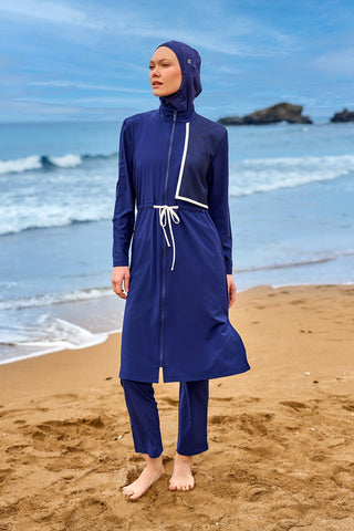Navy Full Coverage Modest Swimwear Burkini Set M2506-2 - By Baano