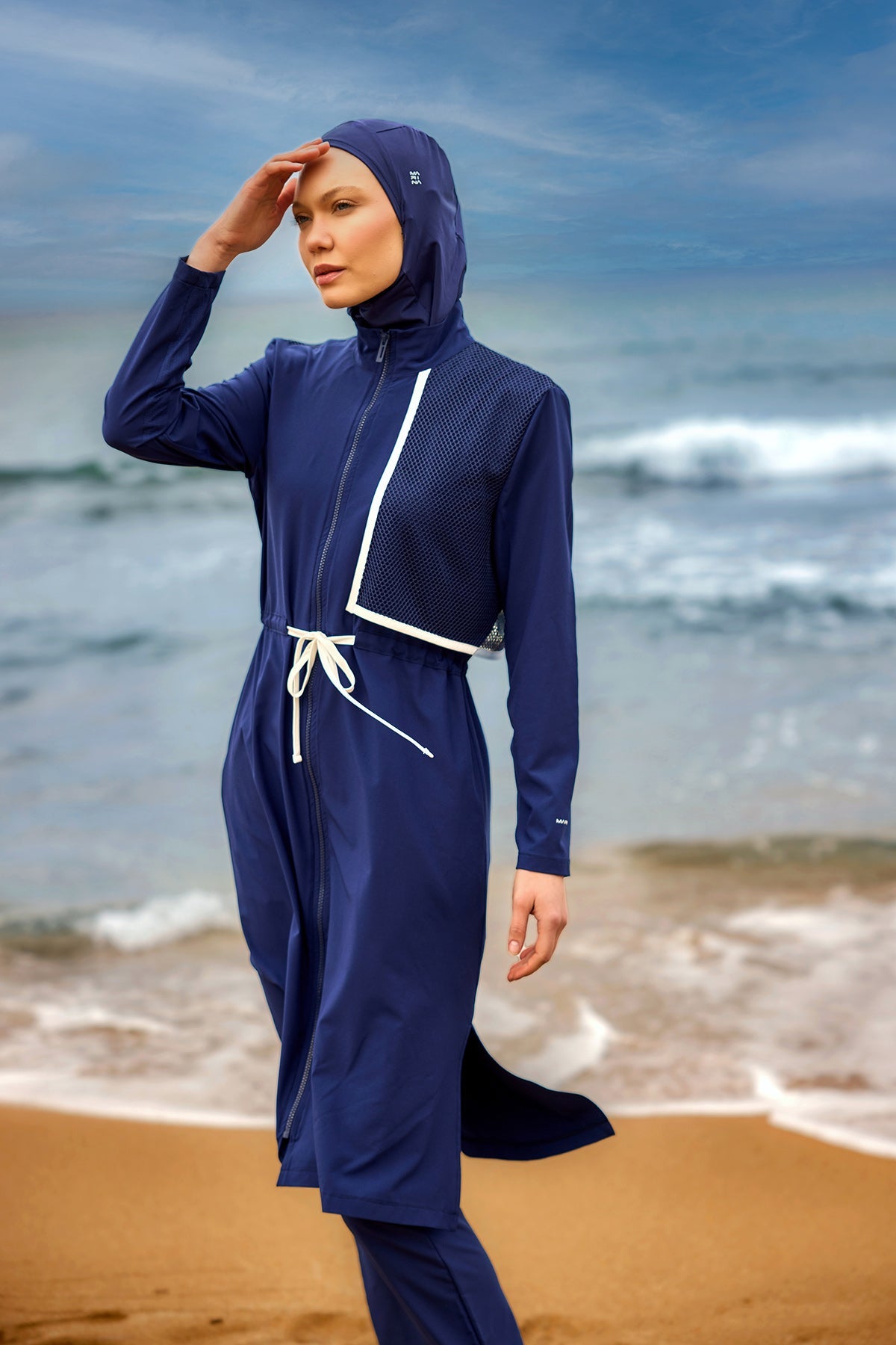 Navy Full Coverage Modest Swimwear Burkini Set M2506-2 - By Baano