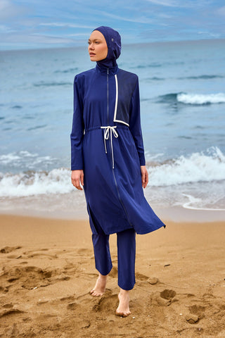 Navy Full Coverage Modest Swimwear Burkini Set M2506-2 - By Baano