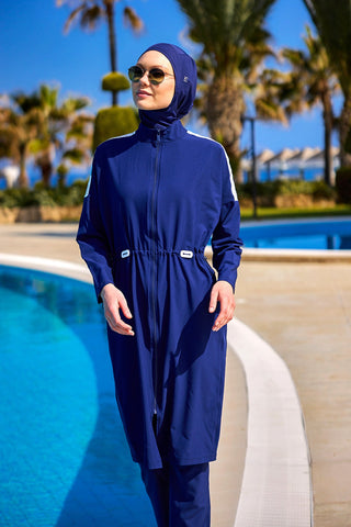 Navy Full Coverage Modest Swimwear Burkini Set M2507-2 - By Baano