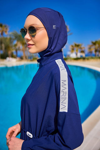 Navy Full Coverage Modest Swimwear Burkini Set M2507-2 - By Baano