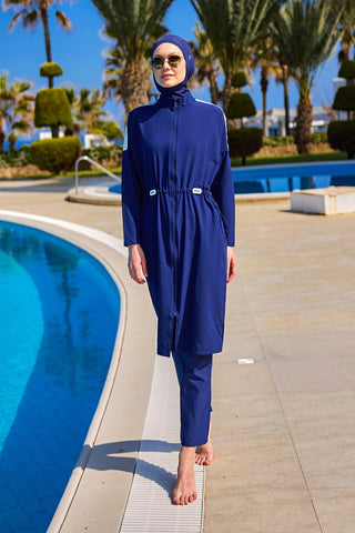 Navy Full Coverage Modest Swimwear Burkini Set M2507-2 - By Baano
