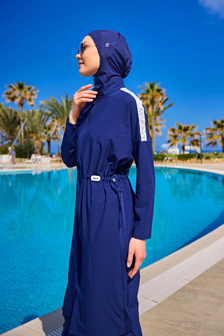 Navy Full Coverage Modest Swimwear Burkini Set M2507-2 - By Baano