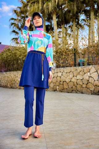Navy Blue Full Coverage Islamic Swimwear Burkini Set M2511 - By Baano