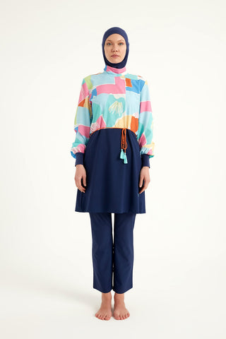 Navy Blue Full Coverage Islamic Swimwear Burkini Set M2511 - By Baano