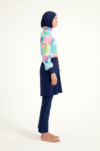 Navy Blue Full Coverage Islamic Swimwear Burkini Set M2511 - By Baano