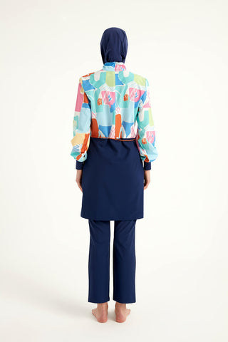 Navy Blue Full Coverage Islamic Swimwear Burkini Set M2511 - By Baano