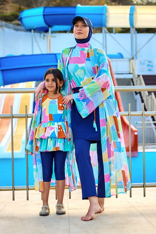 Navy Blue Full Coverage Islamic Swimwear Burkini Set M2511 - By Baano