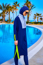 Navy Full Coverage Modest Swimsuit – Burkini with Adjustable Fit M2527-3 - By Baano