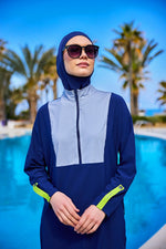 Navy Full Coverage Modest Swimsuit – Burkini with Adjustable Fit M2527-3 - By Baano