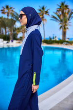 Navy Full Coverage Modest Swimsuit – Burkini with Adjustable Fit M2527-3 - By Baano
