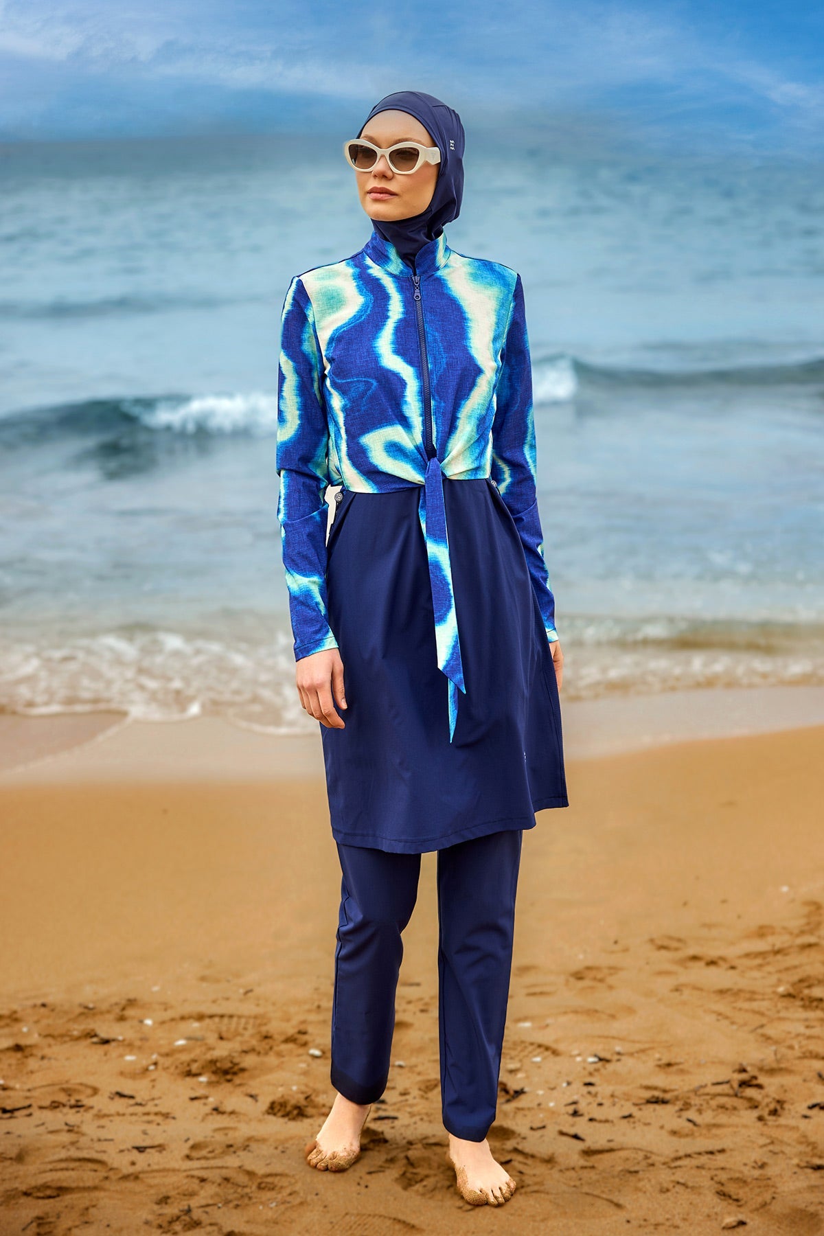 Navy Full Coverage Modest Swimwear Burkini Set M2530-2 - By Baano