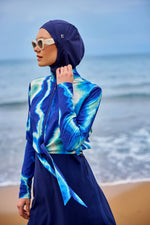 Navy Full Coverage Modest Swimwear Burkini Set M2530-2 - By Baano