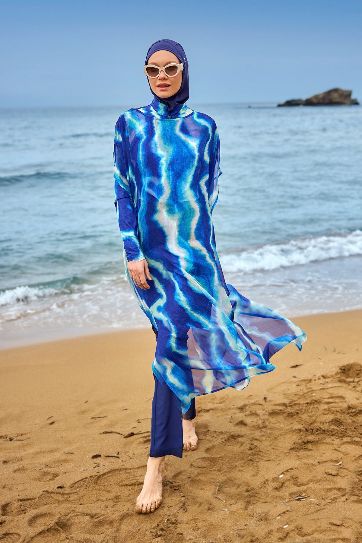 Navy Full Coverage Modest Swimwear Burkini Set M2530-2 - By Baano