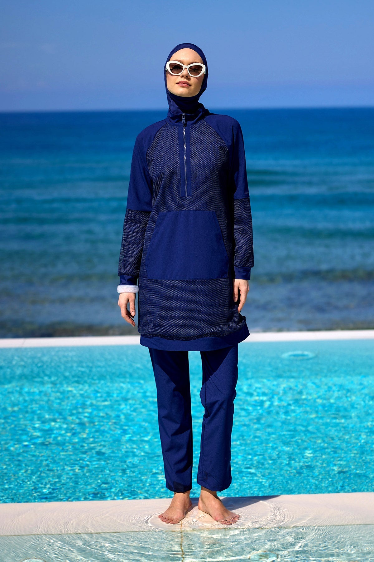 Navy Full Coverage Modest Swimwear Burkini Set M2534-2 - By Baano